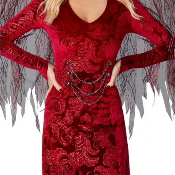 Spirit Halloween Adult Gothic Devil Costume includes Face Jewels and choker -L - Picture 2 of 14